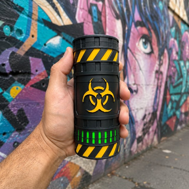Tótem Biohazard en la calle